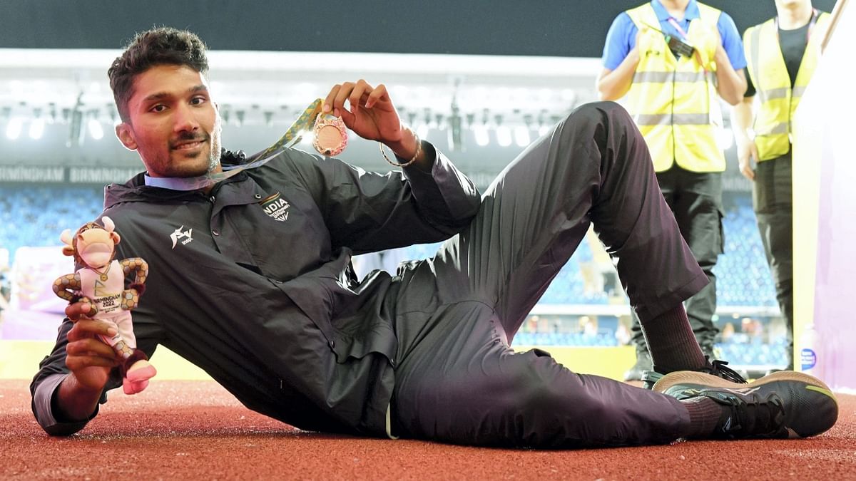 A last-min addition to the athletics team, Tejaswin Shankar became the first Indian to win a men's high jump medal in the 2022 Commonwealth Games as he clinched a bronze in the final. Credit: PTI Photo