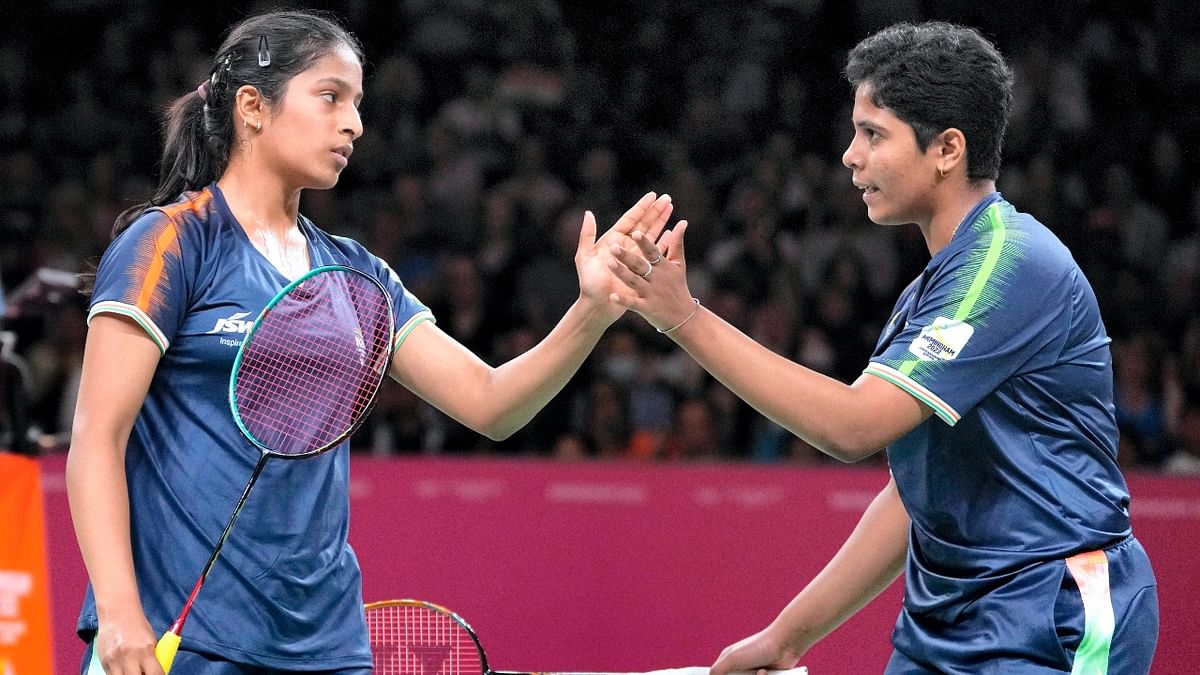 Young women's doubles pair of Treesa Jolly and Gayatri Gopichand signed off with bronze medals in the badminton competition of the Commonwealth Games. Credit: AP Photo