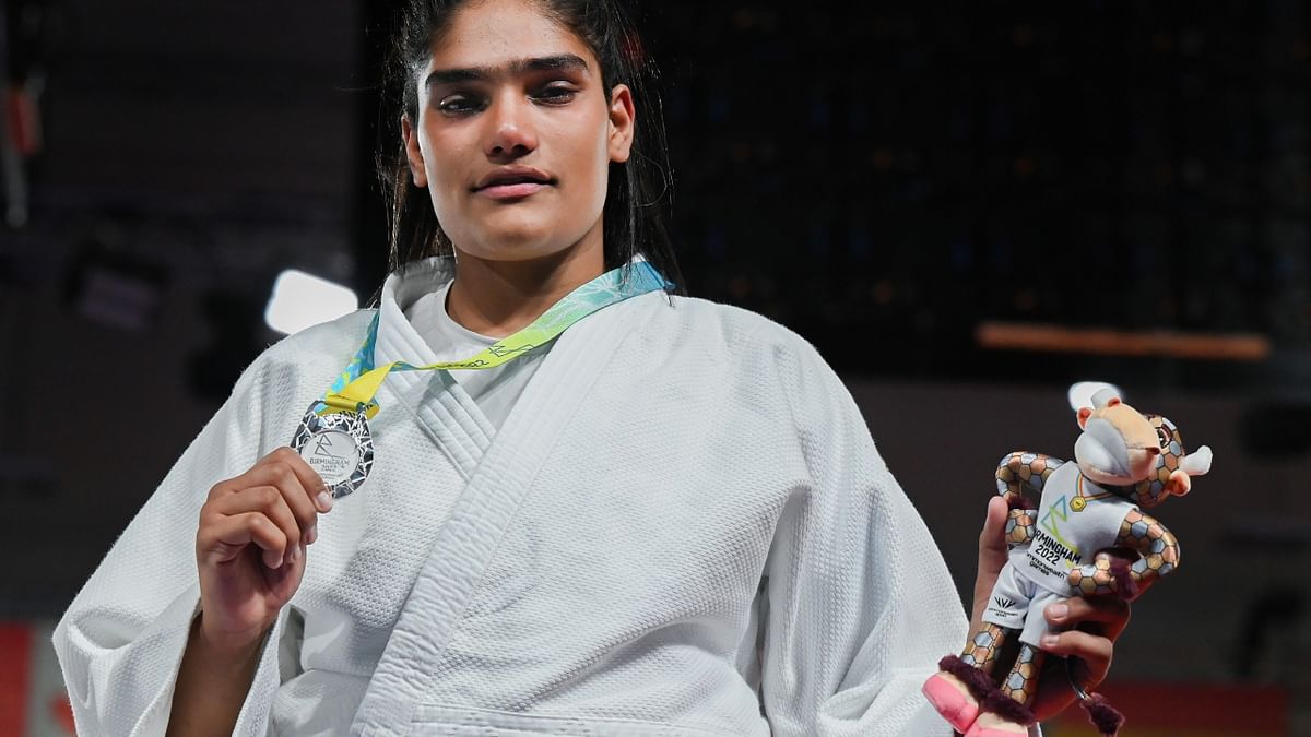 Indian judoka Tulika Maan settled for a silver medal in the women's 78kg category in the Commonwealth Games in Birmingham. Credit: PTI Photo