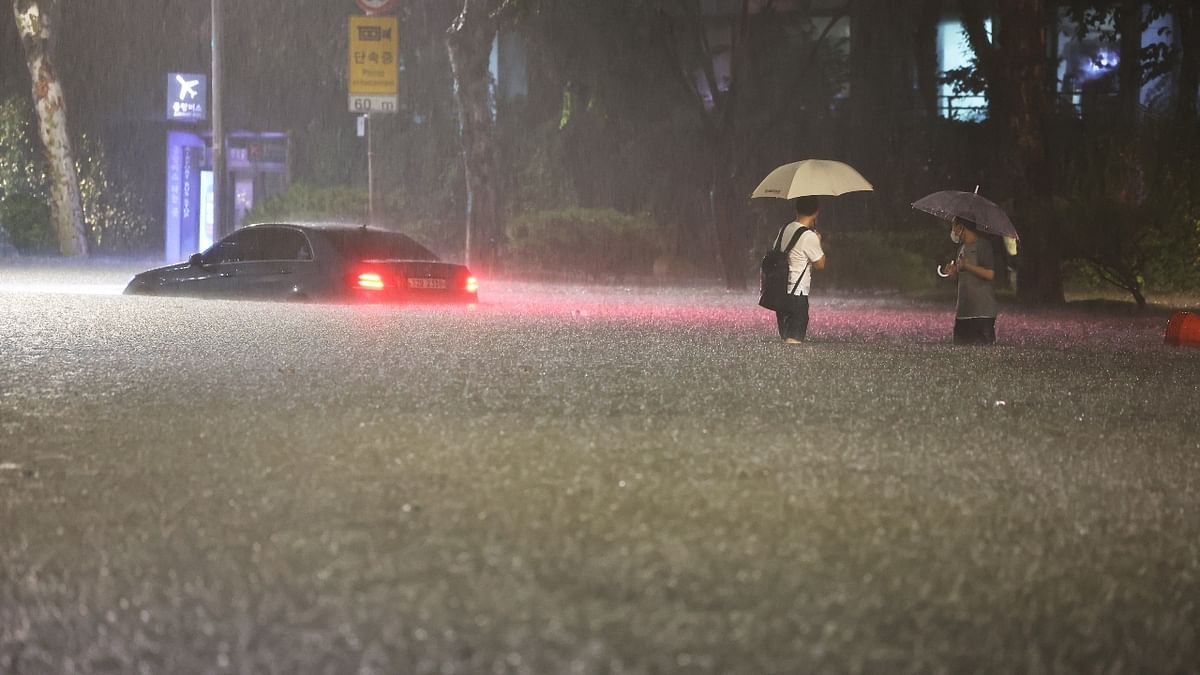 Most of Seoul's subway services were affected due to waterlogging and dozens of roads were closed due to safety concerns. Credit: Reuters Photo
