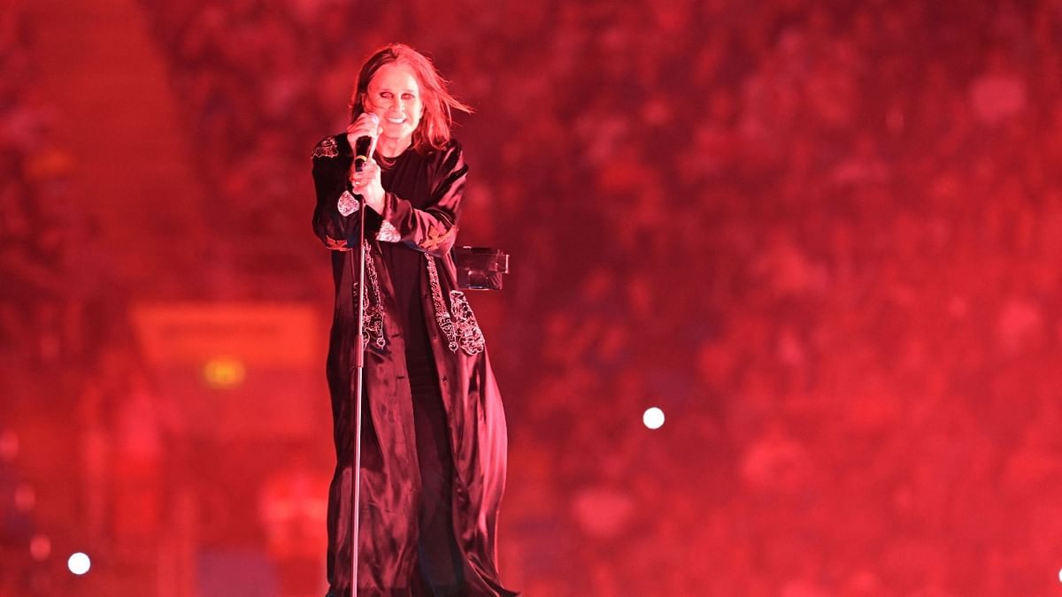 British singer Ozzy Osbourne performs during the closing ceremony of the Commonwealth Games at the Alexander Stadium in Birmingham. Credit: AFP Photo