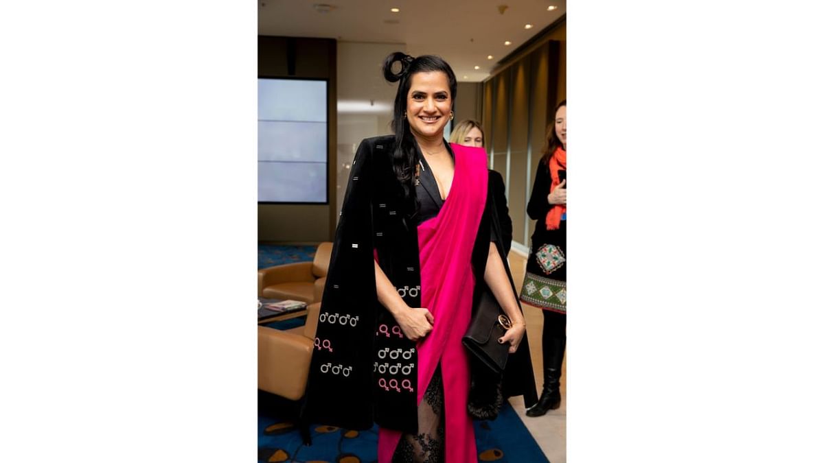 Singer Sona Mohapatra gets clicked during the IFFM event in Australia. Credit: Special Arrangement