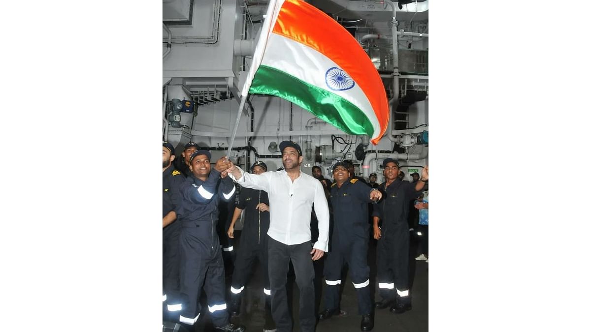 In one of the pictures, Salman was seen waving the tri-colour joyously. Credit: Special Arrangement