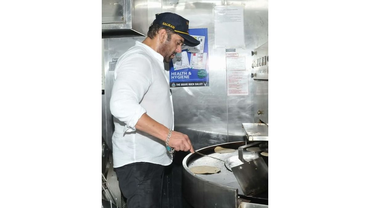 Salman was also seen trying his hand at cooking in the kitchen. Credit: Special Arrangement