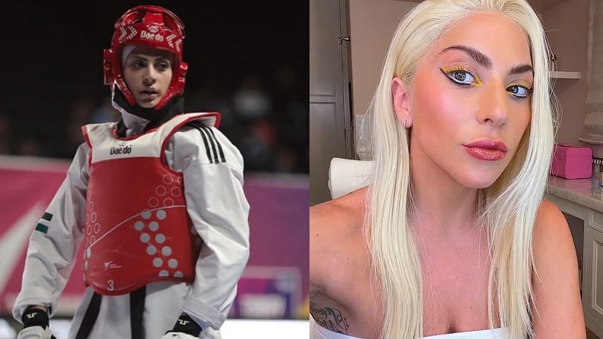 Jordanian taekwondoka Julyana Al-Sadeq made headlines at Tokyo 2020 not for the games but for her uncanny resemblance to pop sensation Lady Gaga. Credit: Instagram/juliana_alsadeq & ladygaga