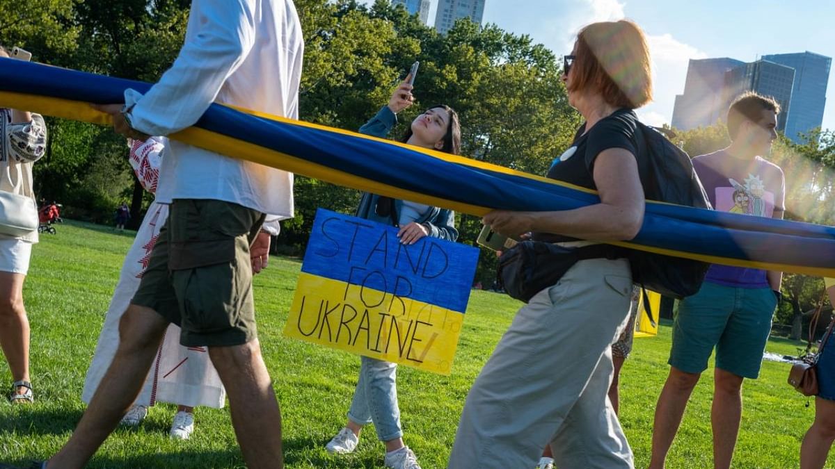 Hundreds gather to mark Ukraine Independence Day in Central Park on August 24, 2022 in New York City. This year's celebration comes amid Russia's six-month-long invasion. Credit: AFP Photo