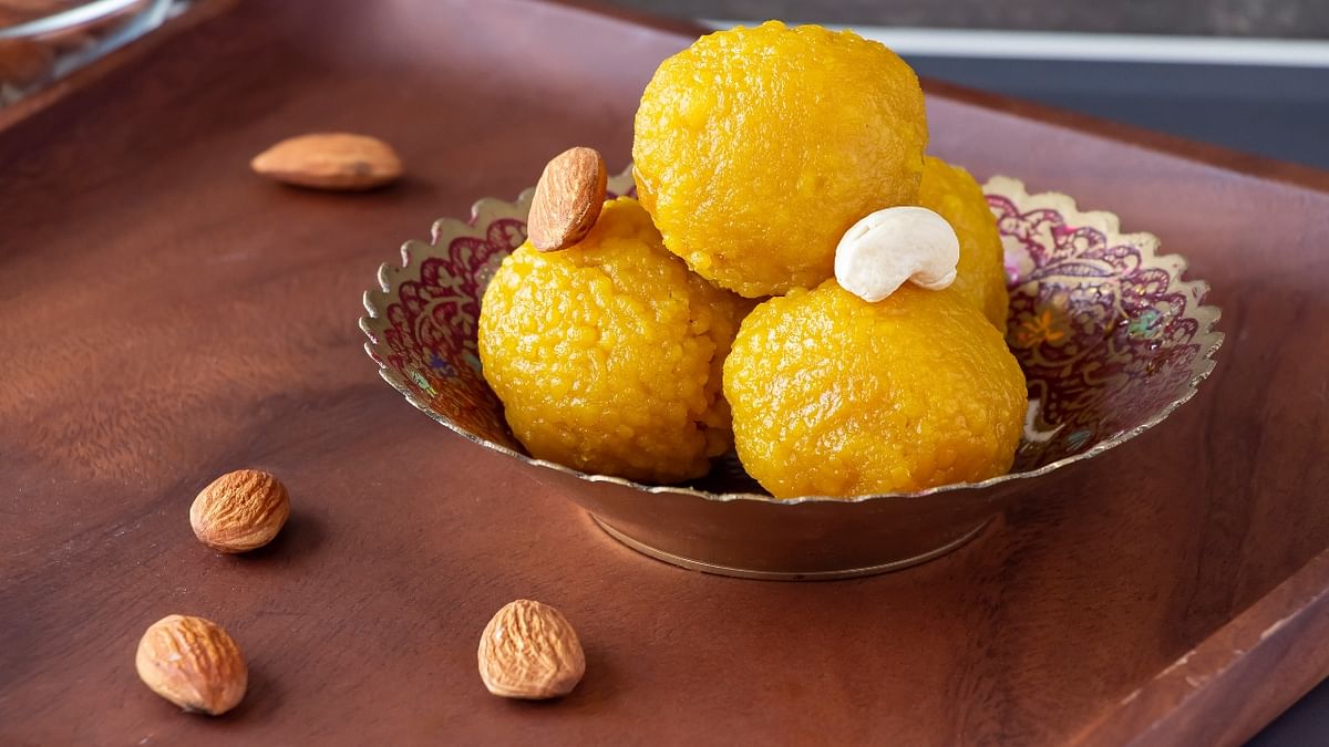 Motichoor Laddoo: Another favourite sweet dish of Ganesh, Mothichoor Laddoo is a popular offering with many shops stocking the delicious sweet. Credit: Getty Images