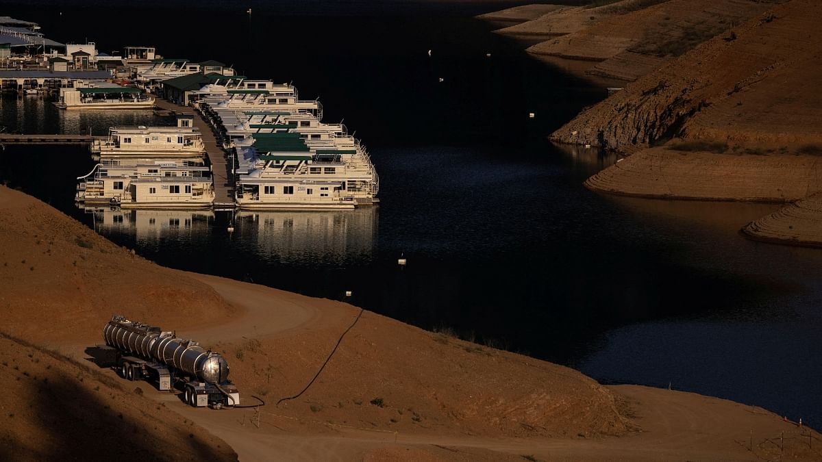 A general view of a drought-stricken Shanta lake, in California, United States. Credit: Reuters Photo