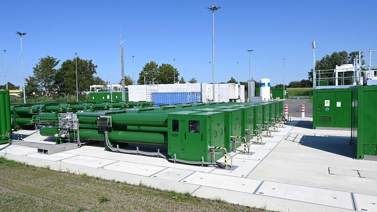 A hydrogen-filling station for train powered entirely by hydrogen in Bremervoerde, Germany. Credit: AFP Photo
