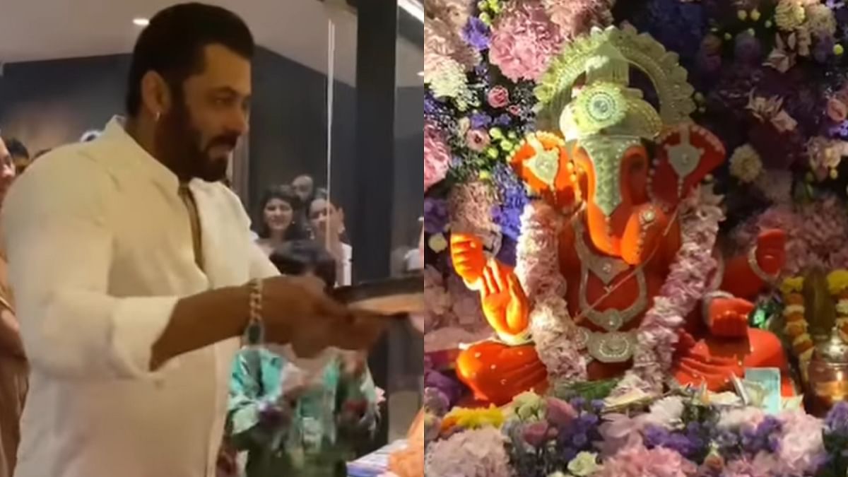Superstar Salman Khan's entire family came together to welcome Lord Ganesha at his sister Arpita Khan Sharma's house. Credit: Instagram/beingsalmankhan