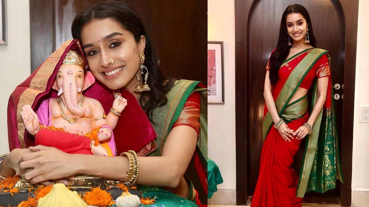 Keeping up with his tradition of bringing home Lord Ganpati every year on Ganesh Chaturthi, actor Shraddha Kapoor welcomed Bappa to her home on Ganesh Chaturthi. Credit: Instagram/shraddhakapoor
