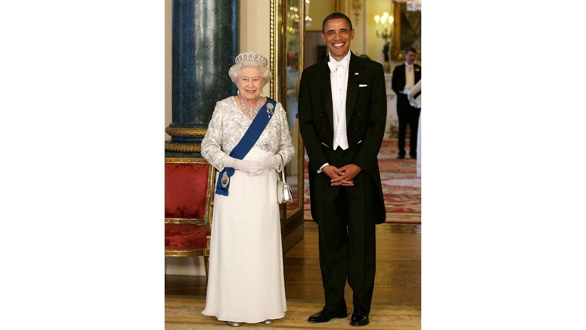 Here's a picture from 2011 where Queen Elizabeth II is seen posing for a photograph with the 44th President of the United States Barack Obama at Buckingham Palace. Credit: Instagram/royalcollectiontrust