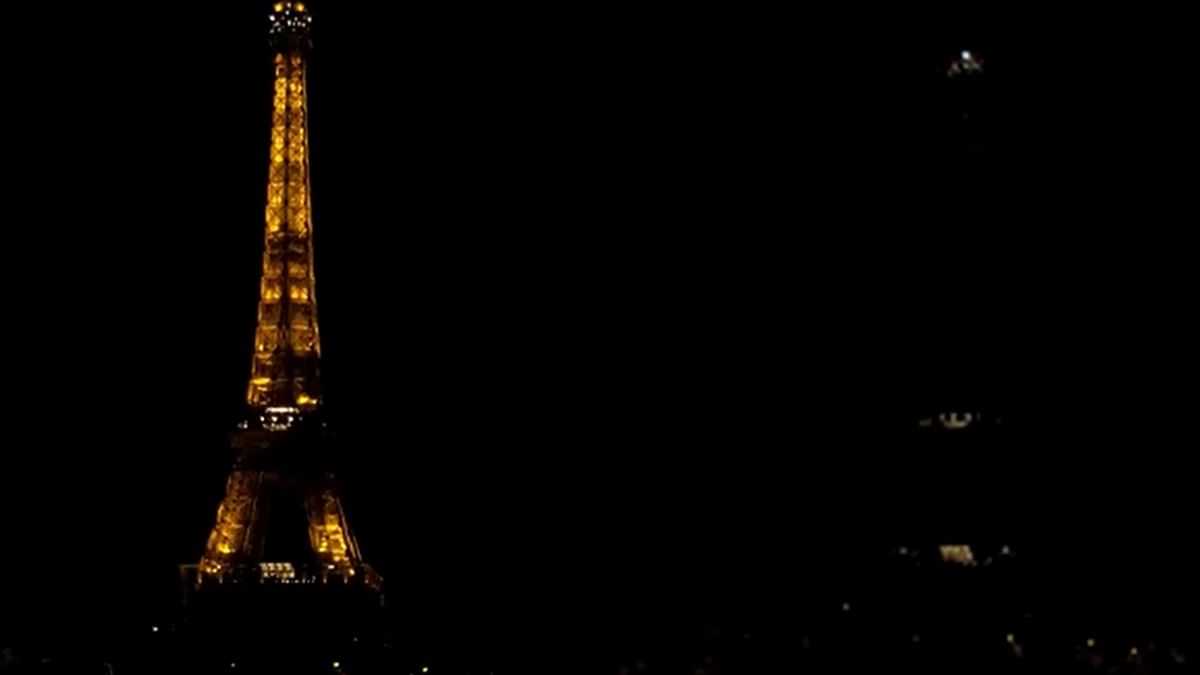 The Eiffel Tower in Paris, France, went dark at the stroke of midnight on September 09 following the demise of Queen Elizabeth II. Credit: Reuters Photo