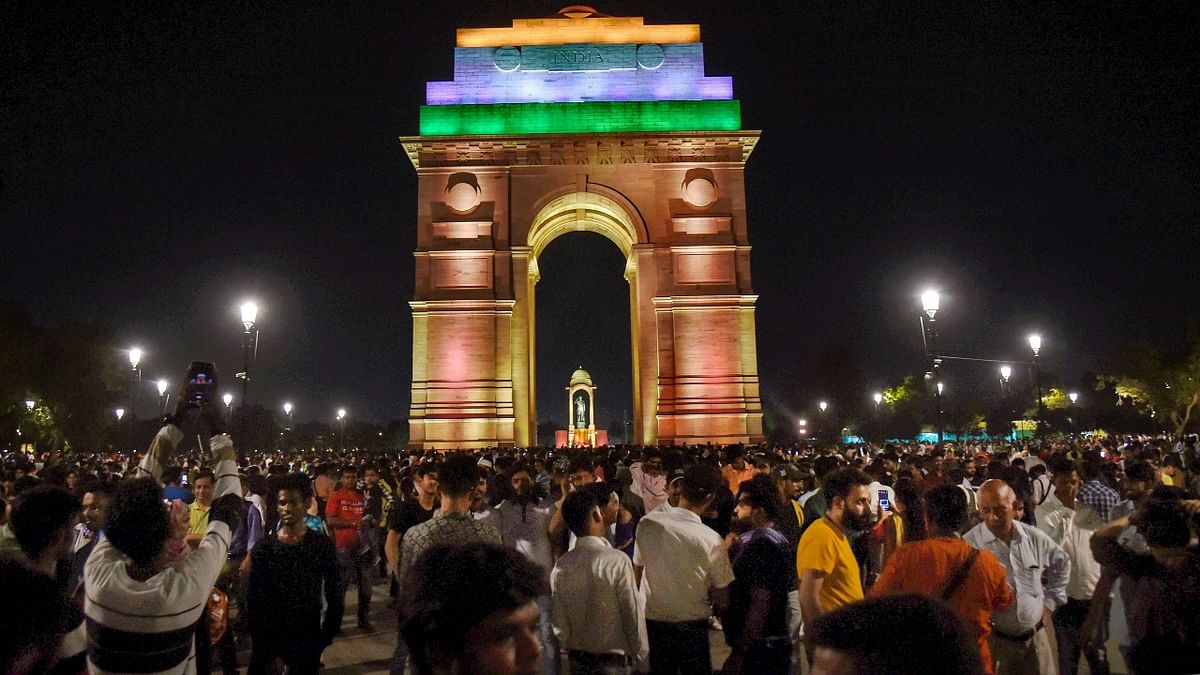 With the inauguration of the Kartavya Path, lakhs of people from across the national capital thronged the India Gate on weekend, turning it into a 'picnic' spot once again. Credit: PTI Photo