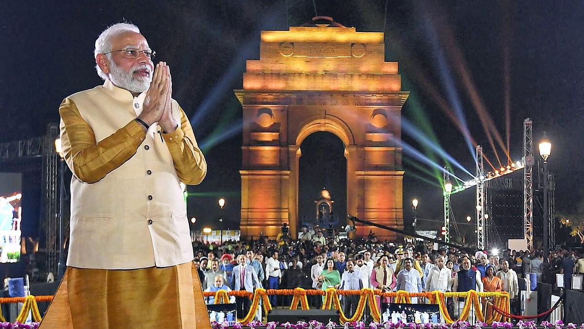 Kartavya Path -- stretching from Rashtrapati Bhavan to India Gate as part of the Central Vista Avenue was inaugurated by Prime Minister Narendra Modi on September 08, 2022. Credit: PTI Photo