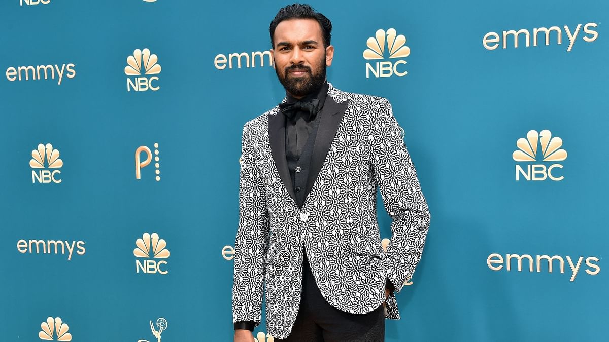 Himesh Patel donned a white print tuxedo jacket, eschewing the usual evening black. Credit: AFP Photo