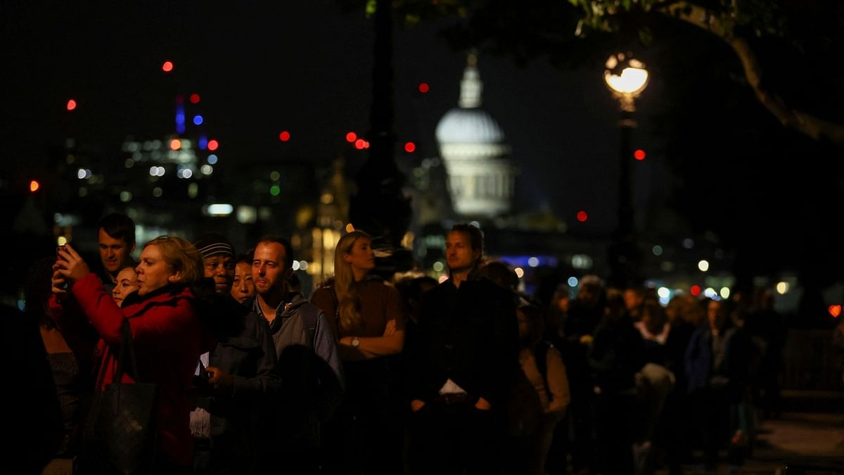 The 24-hour round-the-clock process will remain open to the public until 6.30 am local time on Monday (September 19), just hours before the funeral ceremony for Britain’s longest-reigning monarch at Westminster Abbey at 11 am. Credit: Reuters Photo