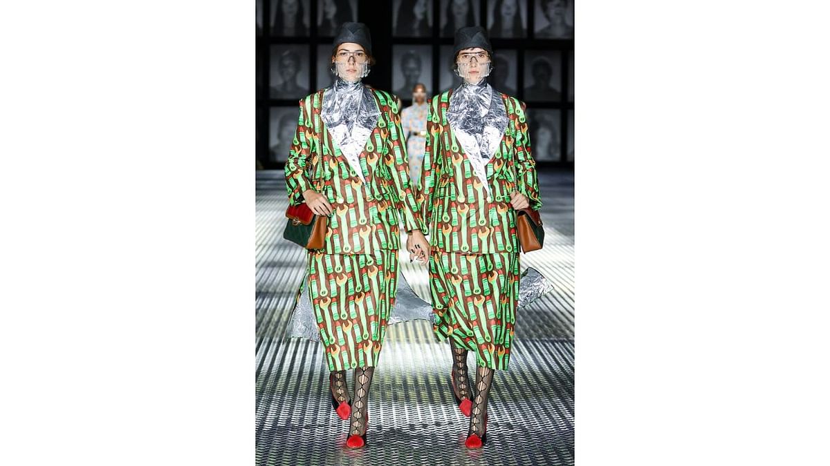 At the Milan Fashion Week, Gucci featured 68 pairs of identical twins for its show 'Twinsburg'. This show was inspired by designer Alessandro Michele’s mother and her identical twin sister. Credit: Gucci/Facebook