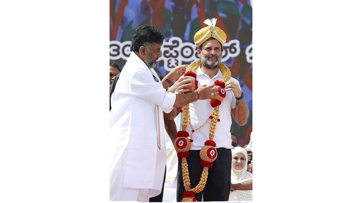 Party state president DK Shivakumar, along with other leaders, are putting in special efforts to make the Bharat Jodo Yatra, a huge success. Credit: PTI Photo