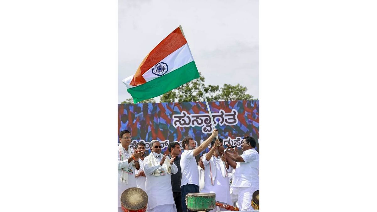 After concluding its Kerala leg, the Bharat Jodo Yatra, led by Congress leader Rahul Gandhi, entered Karnataka on September 30. Credit: PTI Photo