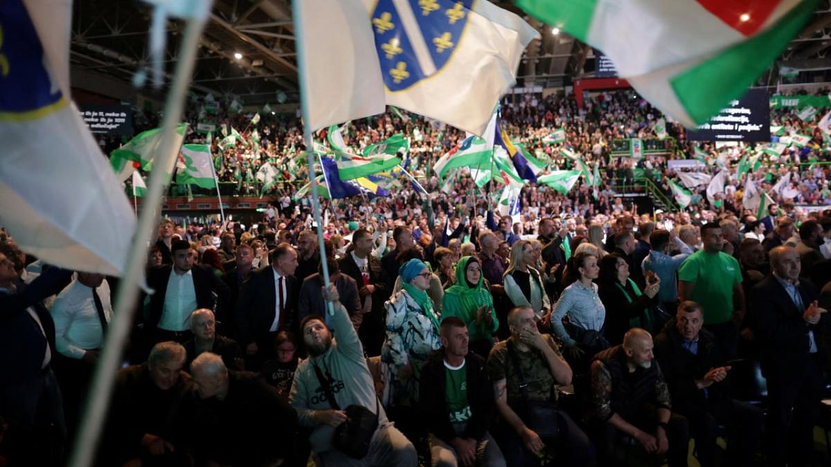 Party of Democratic Action (SDA) supporters attend during the final rally in Sarajevo, Bosnia and Herzegovina. Credit: Reuters photo