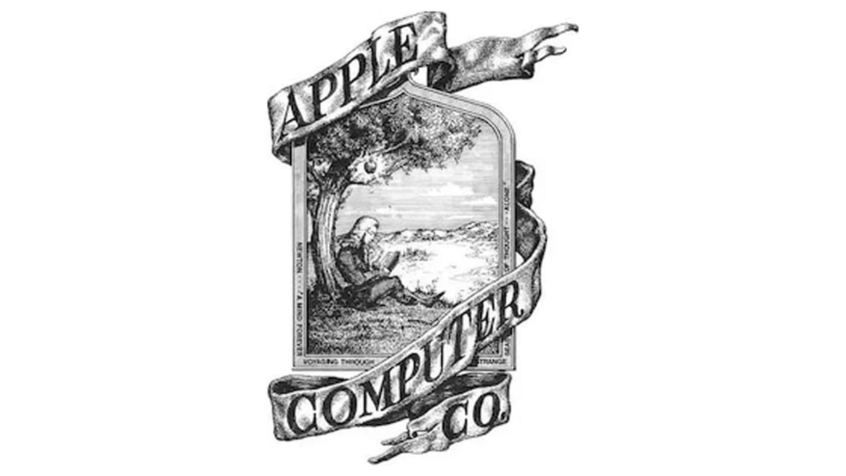 Apple: The first logo of Apple was an ornate emblem loosely based on Newton’s revolutionary discovery of gravitation along with the company name (Apple Computer Co.). Credit: Apple
