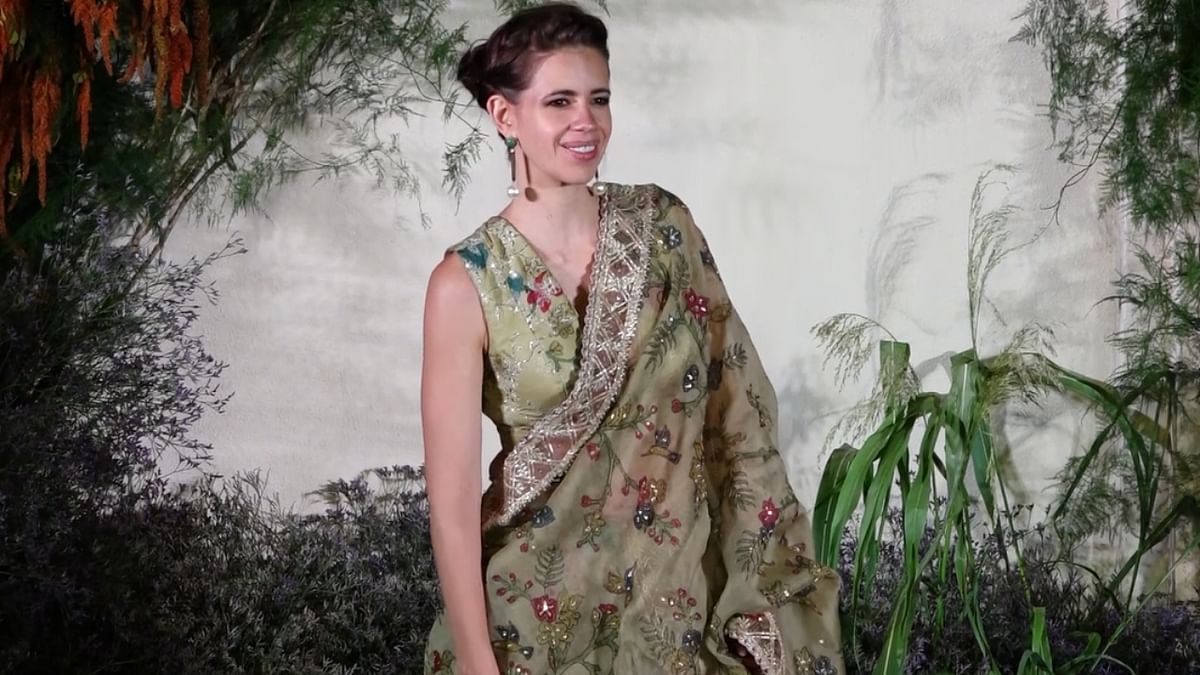 Kalki Koechlin looked stunning in a pastel green saree that had a chikankari design all over it. Credit: Special Arrangement