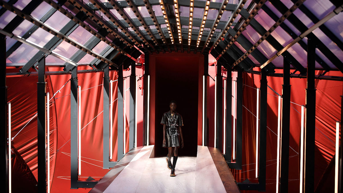 A model presents a creation for Louis Vuitton during the Spring-Summer 2023 fashion show as part of the Paris Womenswear Fashion Week, in Paris on October 4, 2022. Credit: AFP Photo