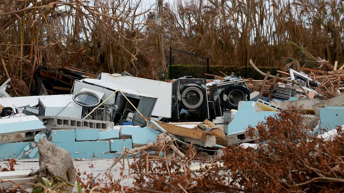 Debris litters the ground after Hurricane Ian passed through the area in Sanibel, Florida. Credit: AFP Photo