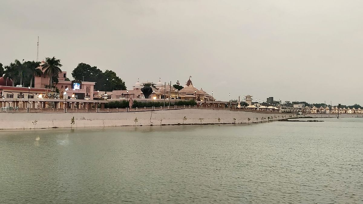 The over 900-metre-long corridor -- 'Mahakal Lok' -- billed as one of the largest such corridors in India skirts around the old Rudrasagar Lake which has also been revived as part of the redevelopment project around the ancient Mahakaleshwar Temple, one of the 12 'jyotirlings' in the country that gets devotees throughout the year. Credit: PTI Photo