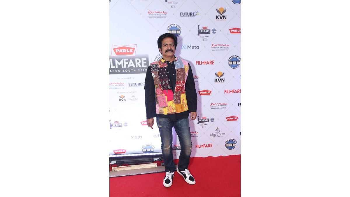 Actor Brahmaji looked classy in a multi-coloured jacket which he paired with blue distressed denim and black shirt. Credit: Special Arrangement