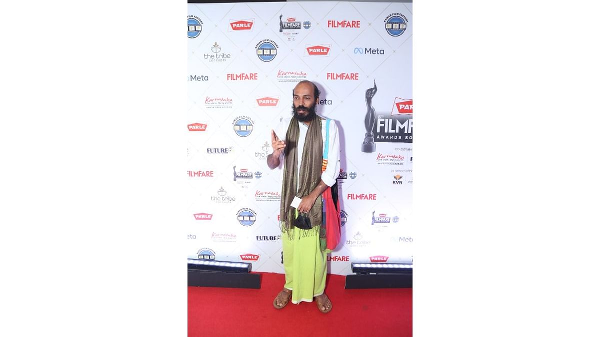 Filmmaker Raj B Shetty showed up in his signature dhoti and kurta. Credit: Special Arrangement