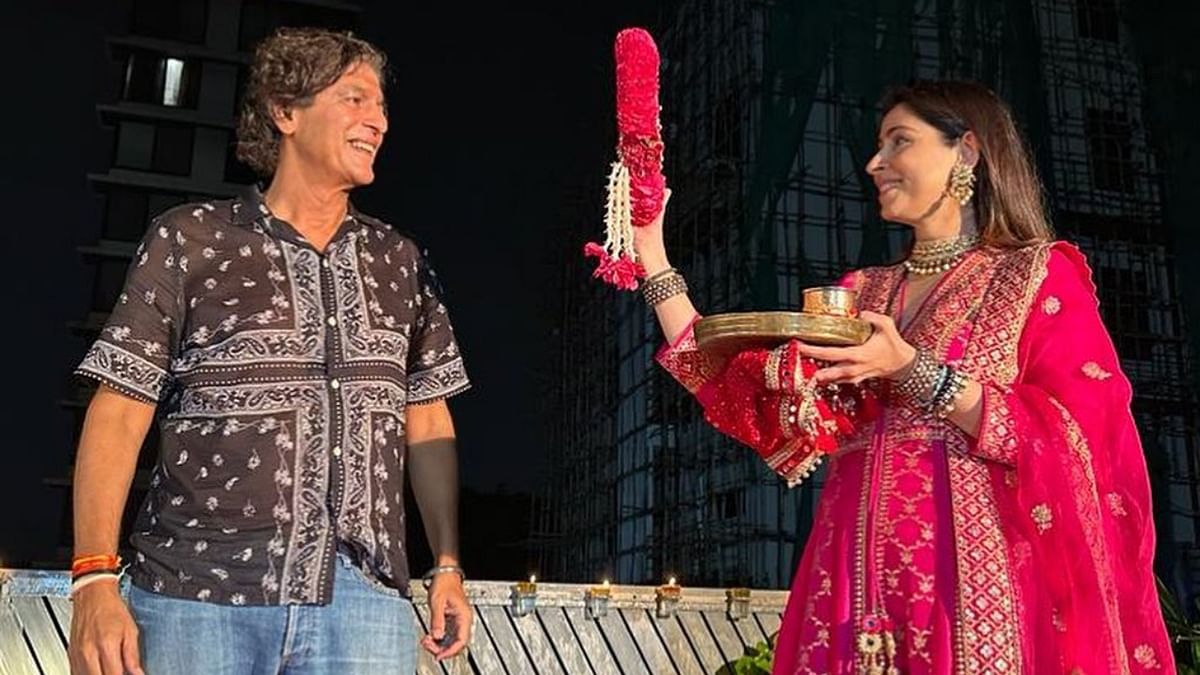 Actor Chunky Panday and wife Bhavana also celebrated Karwa Chauth. Credit: Instagram/bhavanapandey