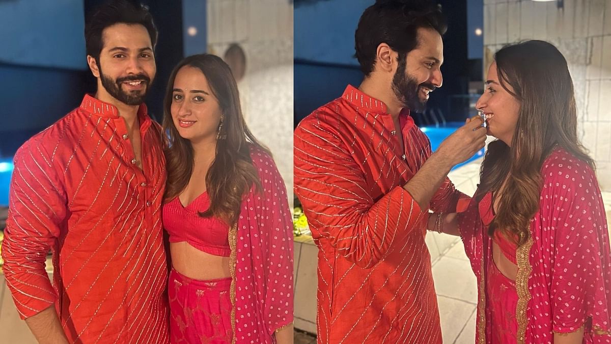 It was Varun Dhawan and Natasha Dalal's second Karwa Chauth this year and the couple left no stone unturned to celebrate the festival. Credit: Instagram/varundvn