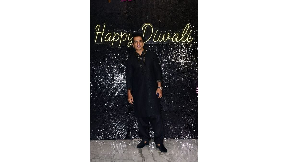 Sonu Sood poses for a photo as he arrives for the party. Credit: Special Arrangement