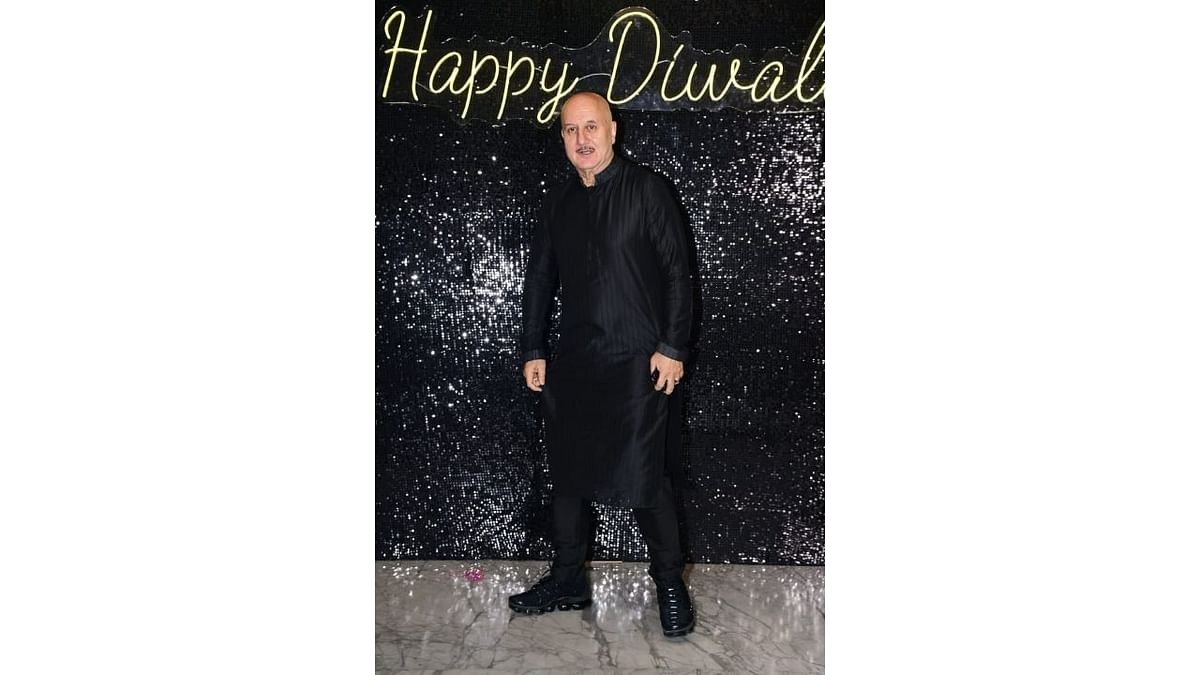 Anupam Kher arrived in all black attire. Credit: Special Arrangement