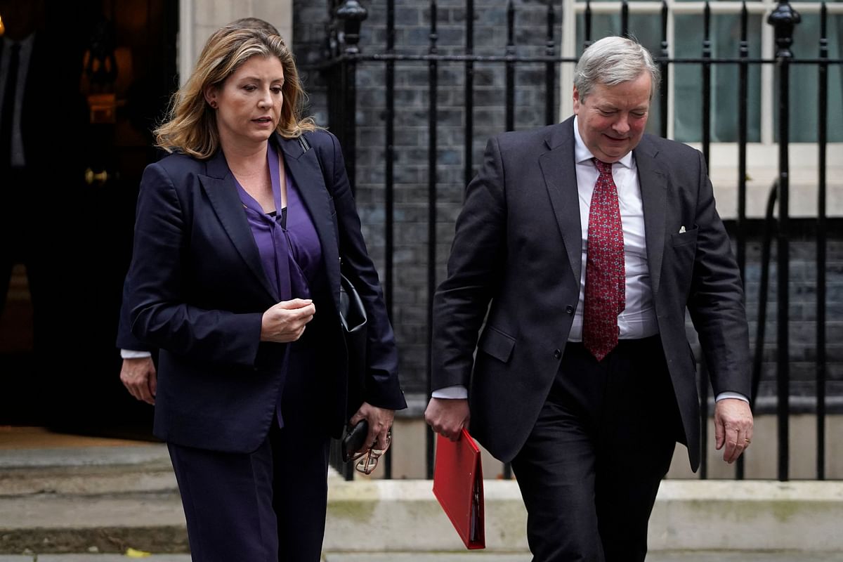 Britain's Leader of the House of Commons, Penny Mordaunt (L) and Britain's Leader of the House of Lords, Nicholas True (R). Credit: AFP Photo