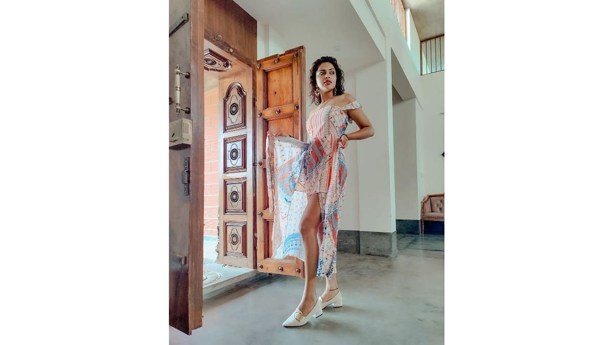 Amala Paul looks radiant high-low beachy dress. Credit: Instagram/amalapaul