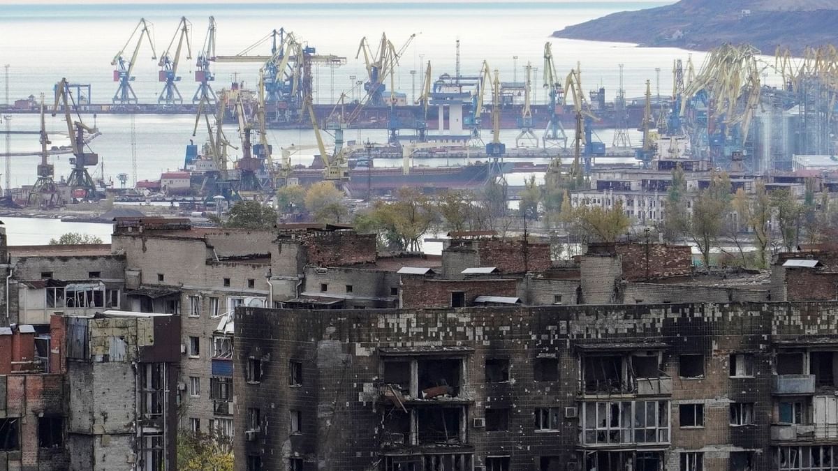 A picture shows the Russian-controlled Azov Sea port city of Mariupol in southeastern Ukraine. Credit: AFP Photo