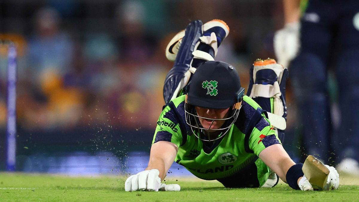 Ireland's Gareth Delany gains his ground during the ICC men's Twenty20 World Cup 2022 cricket match between Australia and Ireland at The Gabba on October 31, 2022 in Brisbane. Credit: AFP Photo