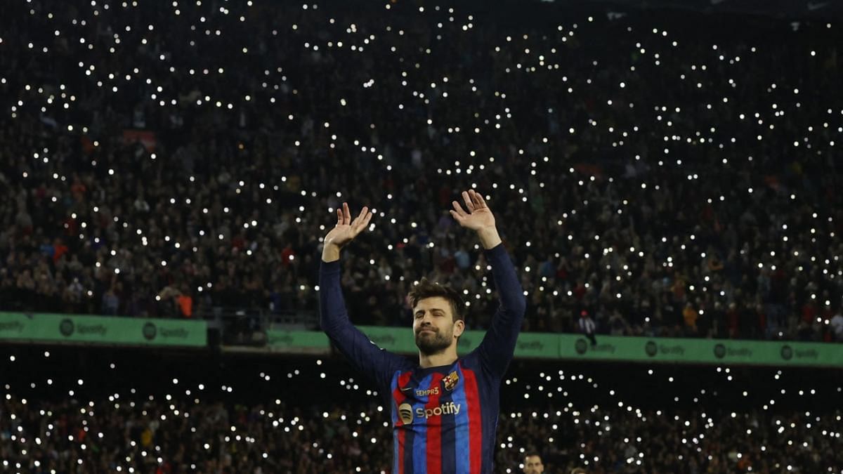 FC Barcelona's Gerard Pique waves to fans after playing his last home game for FC Barcelona. Credit: Reuters photo