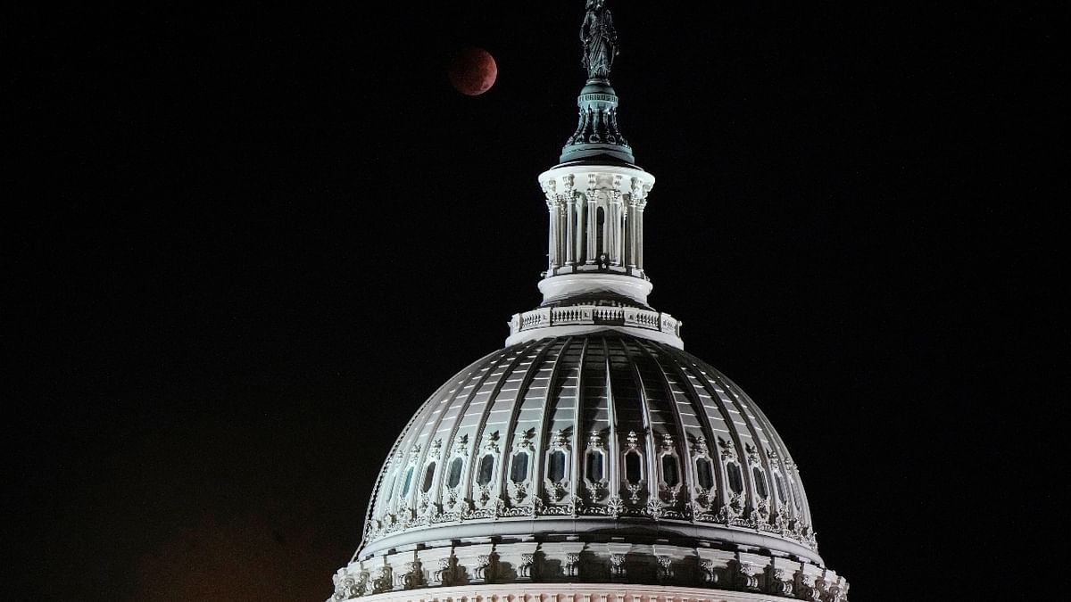 A view of the lunar eclipse at US Capitol in Washington. Credit: Reuters Photo