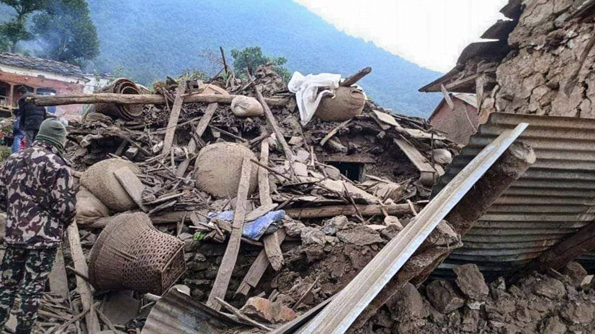 The visuals show debris spread all over the mountainous region destroying nearly eight homes. The rescuers were seen digging through the rubble to look for lives in most of the houses in the aftermath of the geological event. Credit: PTI Photo