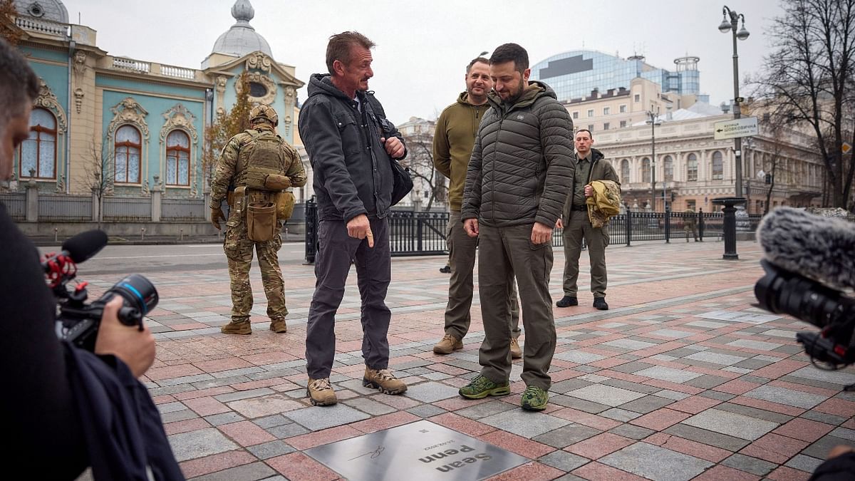 Zelenskyy presented Penn, who is making a documentary in Ukraine and marking his third wartime visit, with the Order of Merit honour for strengthening relations, backing Ukraine's territorial integrity and helping to popularise the country, the president's office said. Credit: AFP Photo