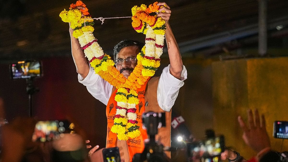 After spending over three months in jail, Shiv Sena MP Sanjay Raut walked out of the Arthur Road Central Jail to a hero's welcome on November 9 after being granted bail by a special court. He was arrested by the Enforcement Directorate (ED) on August 1. Credit: PTI Photo
