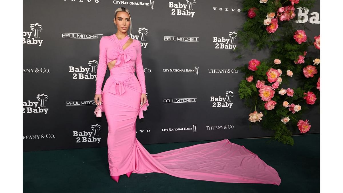 Kim Kardashian looked radiant in a baby pink gown. Credit: Reuters Photo