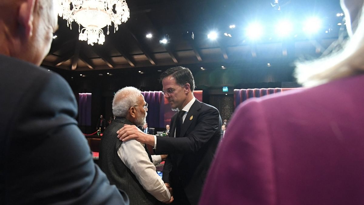 Prime Minister Narendra Modi interacts with Netherlands Prime Minister Mark Rutte during the G20 Summit, in Bali, Indonesia. Credit: PMO