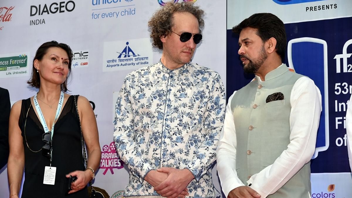 Union Minister for Information and Broadcasting, Youth Affairs and Sports Anurag Singh Thakur with guests at the 53rd International Film Festival of India (IFFI), in Goa. Credit: PIB