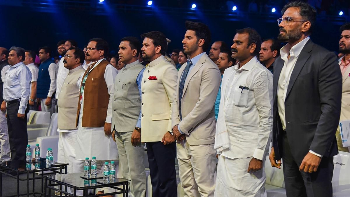 Politicians and celebrities at the opening ceremony of the 53rd International Film Festival of India (IFFI), in Goa. Credit: PIB