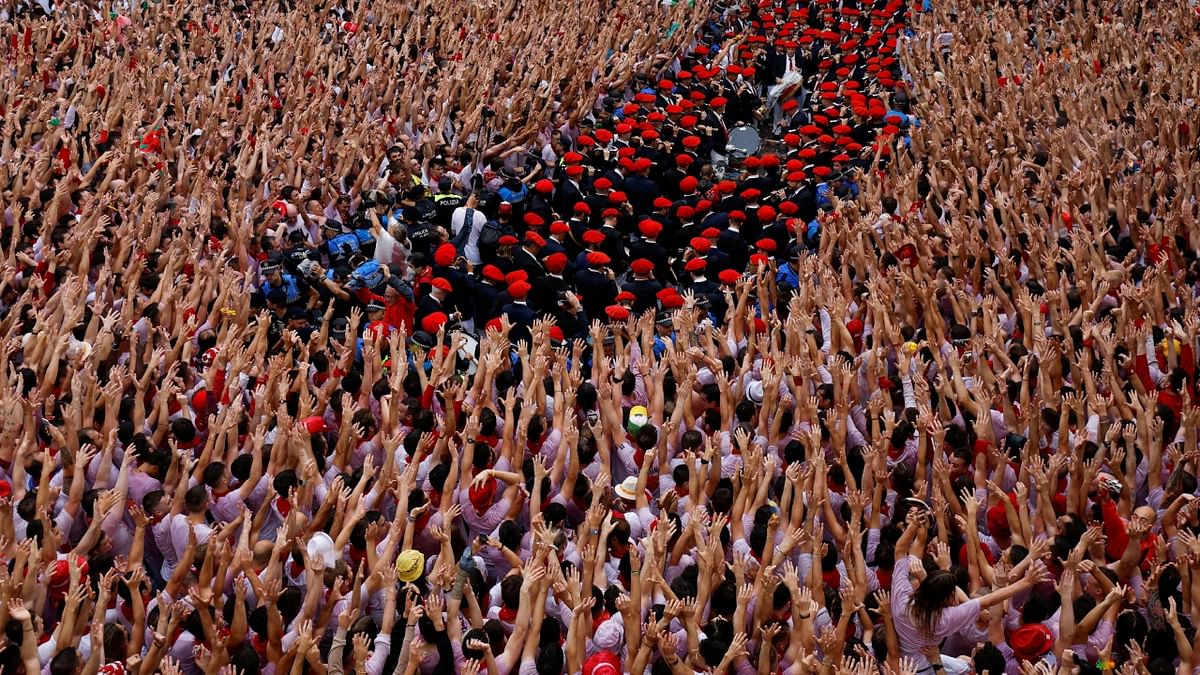 Revellers gather for the opening of the San Fermin festival (Chupinazo) in Pamplona, Navarra, Spain. Credit: Reuters Photo